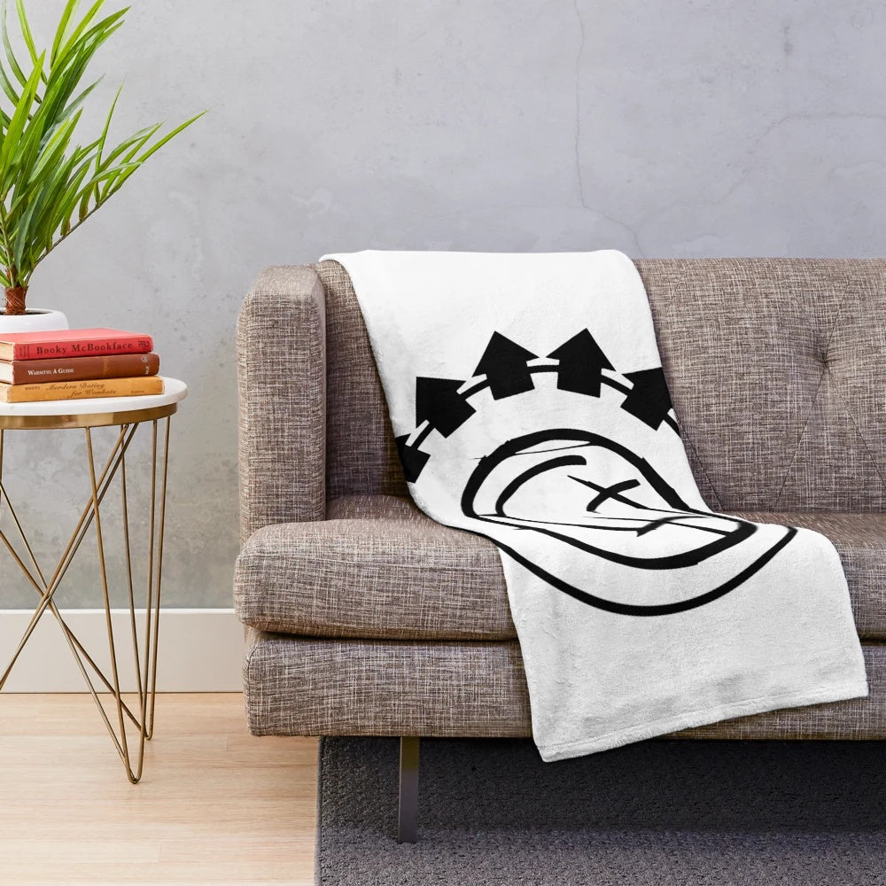 Blink 182 inspired plush blanket with the band's name and imagery