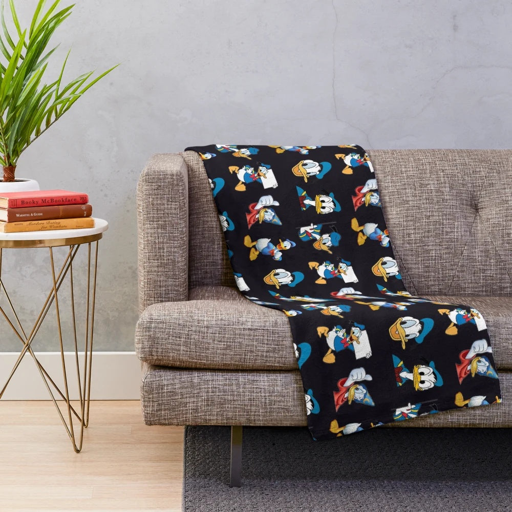 Blue plush blanket with a cute cartoon design of Donald Duck