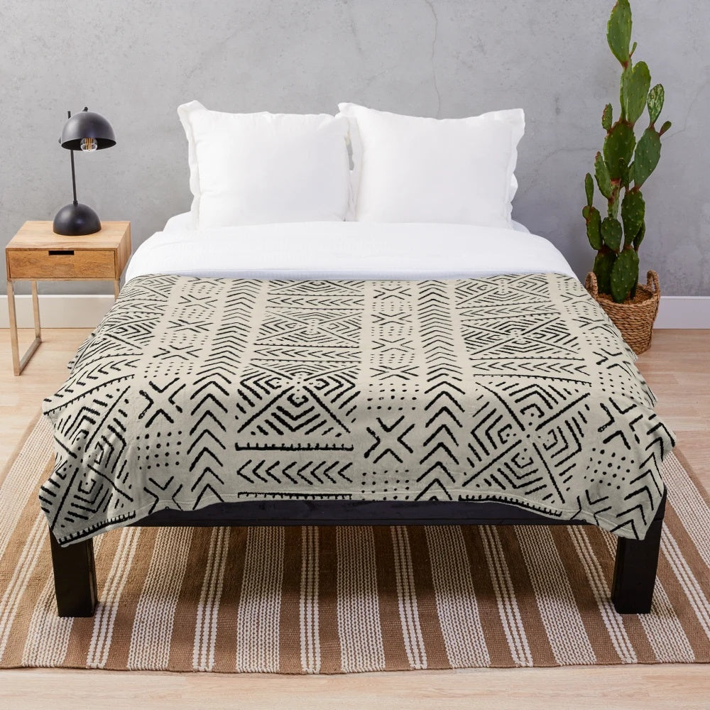 Soft and cozy plush blanket with African inspired tribal print design