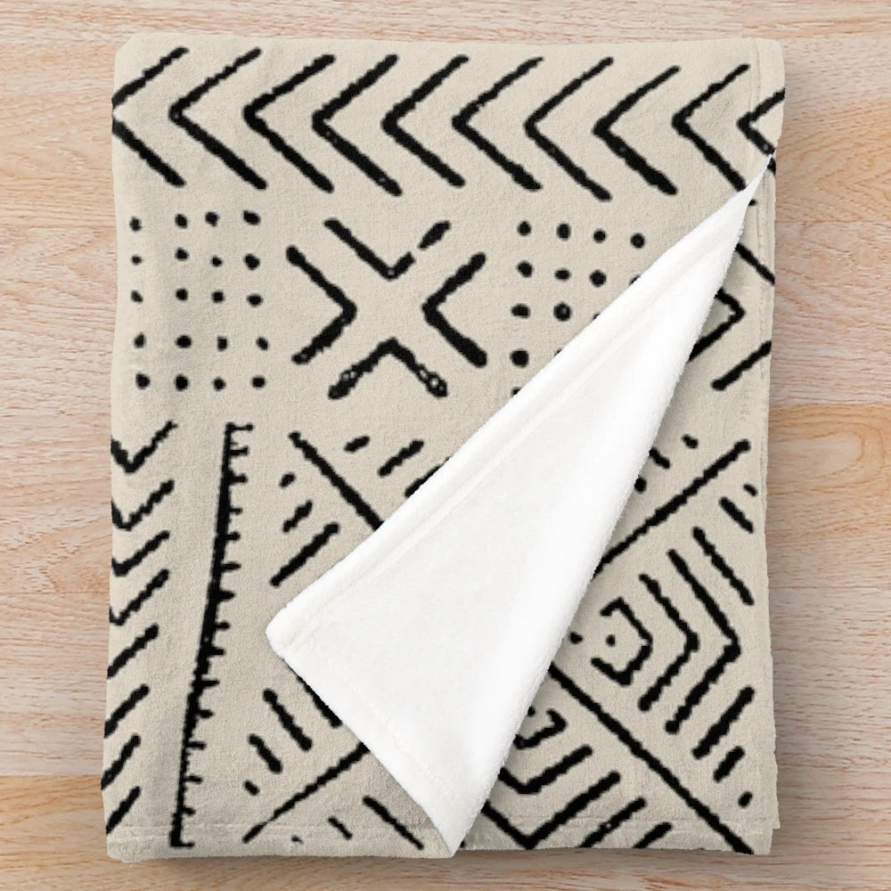 Soft and cozy plush blanket with African inspired tribal print design