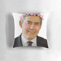 Soft, brown pillow inspired by UK politics