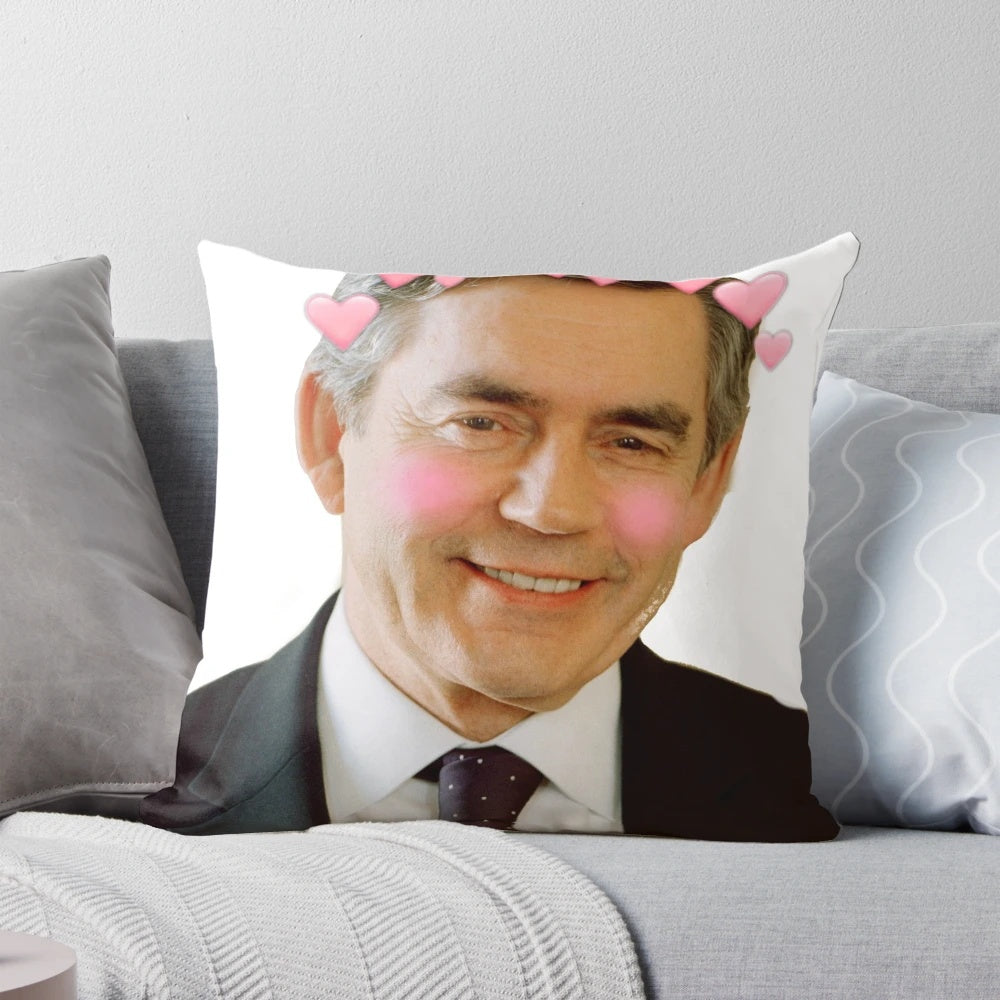 Soft, brown pillow inspired by UK politics