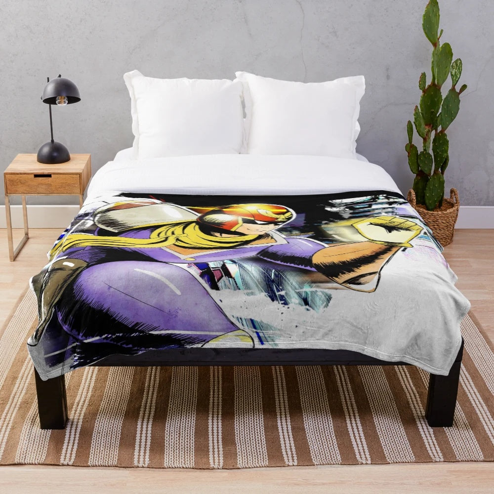 Plush blanket featuring Captain Falcon from the F-Zero video game series