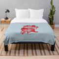 Plush Chinese lion dancing on a blue blanket