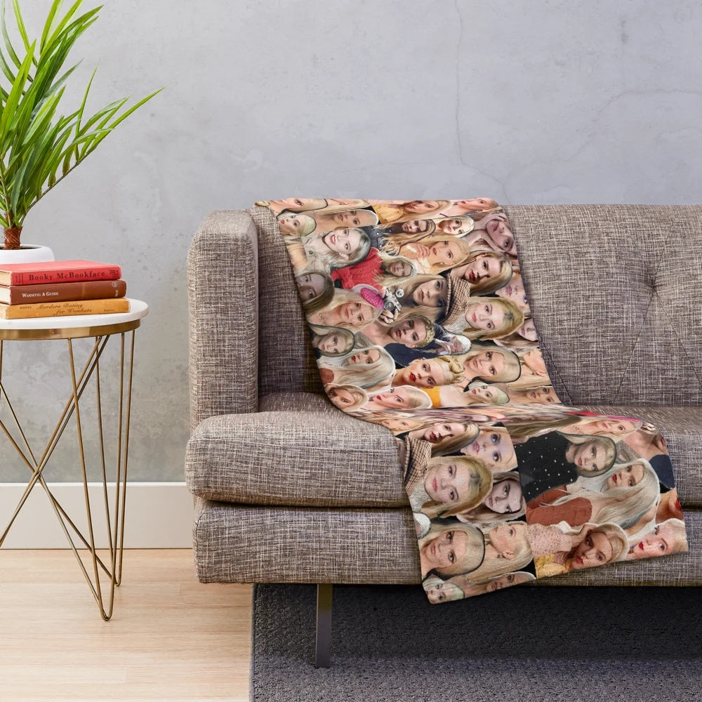 Plush Blanket with Collage of Anya Taylor-Joy Movie Characters