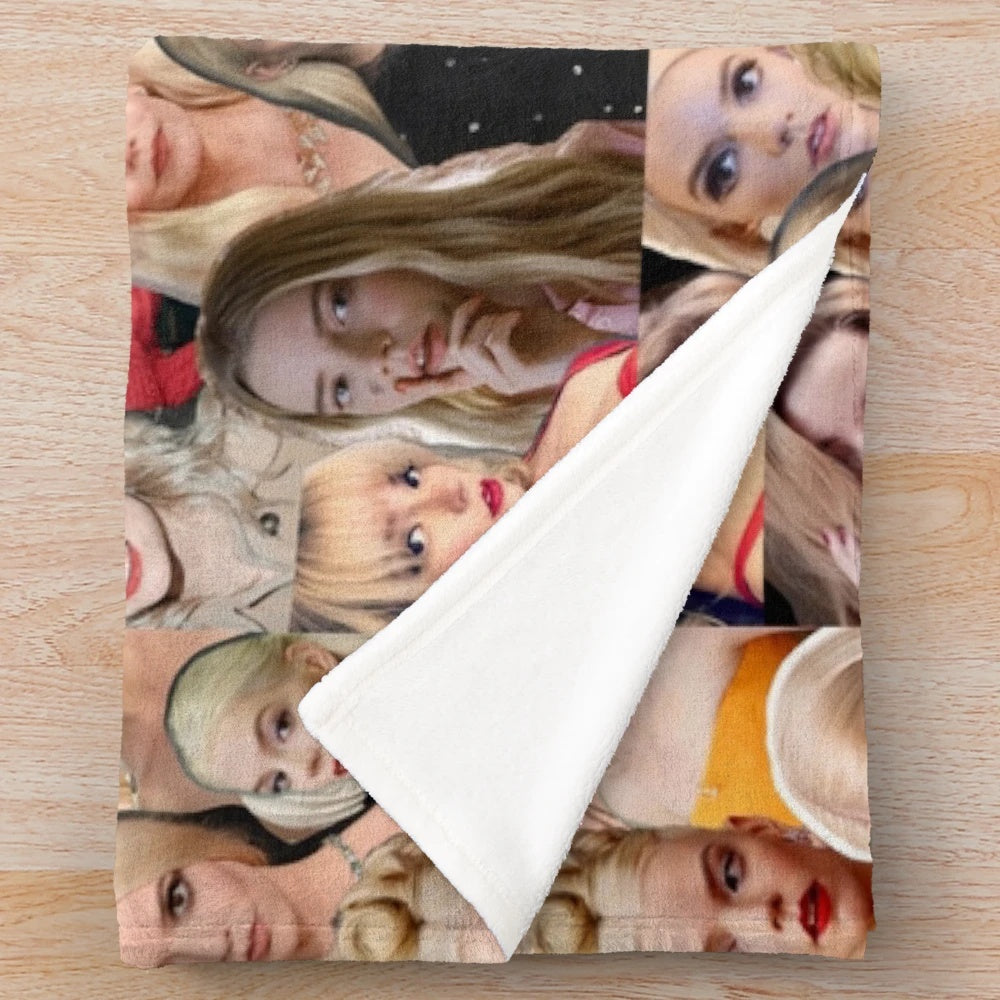 Plush Blanket with Collage of Anya Taylor-Joy Movie Characters