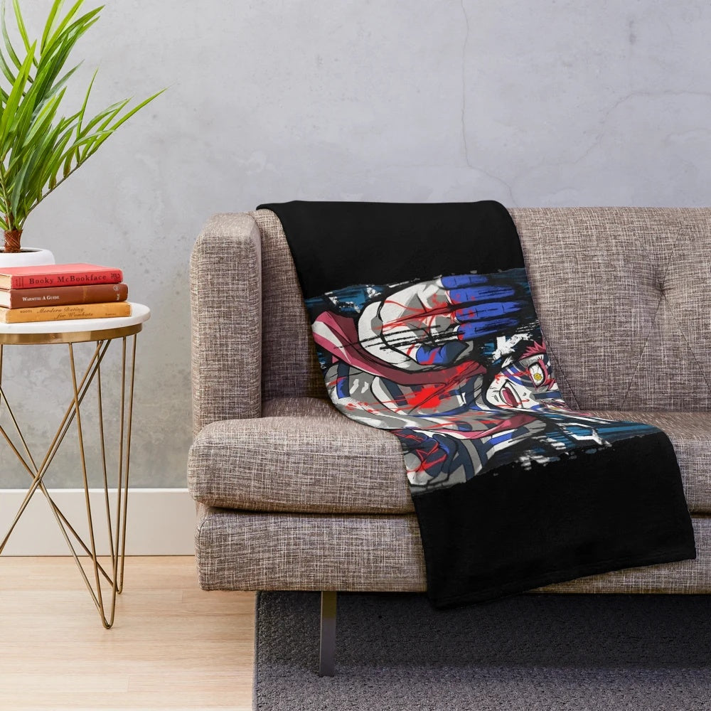 Plush Demon Slayer Blanket with Upper Moon inspired design