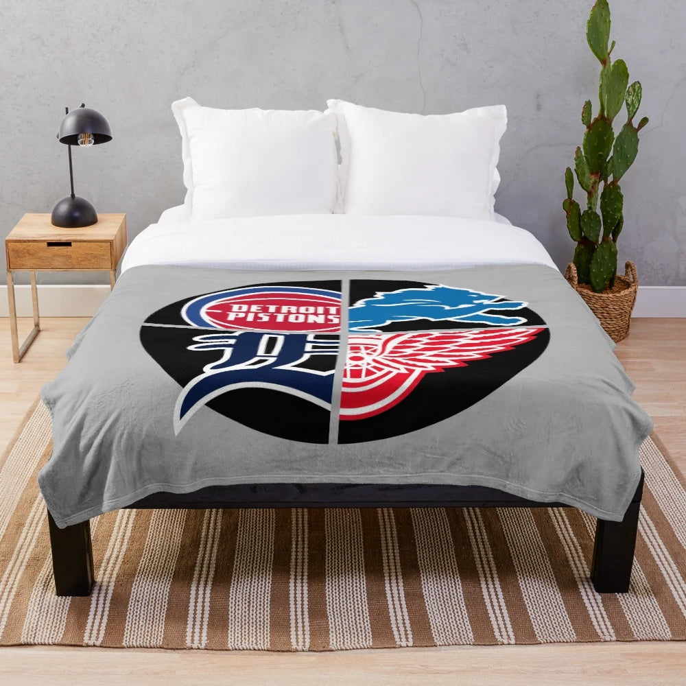 Detroit sports themed plush blanket