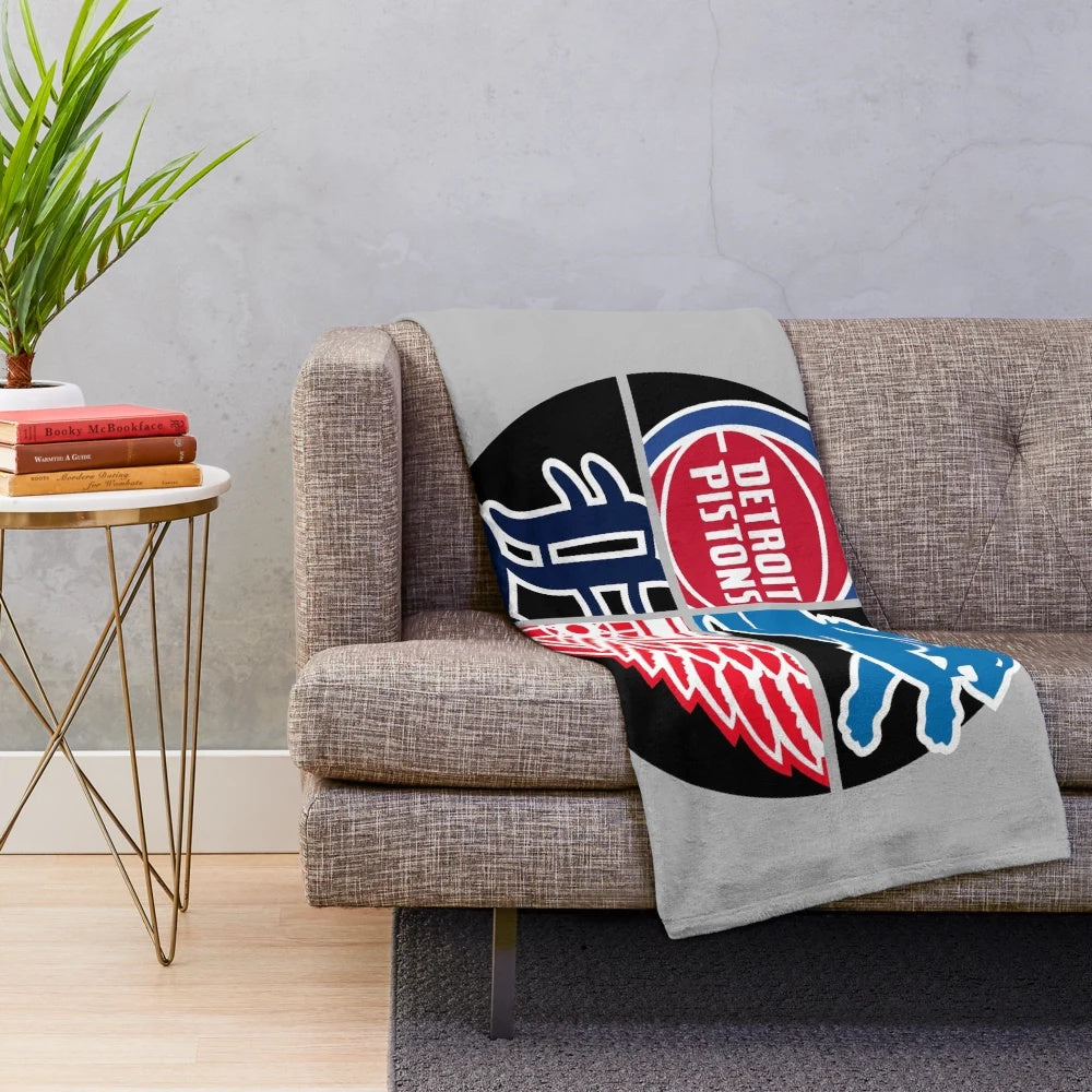Detroit sports themed plush blanket