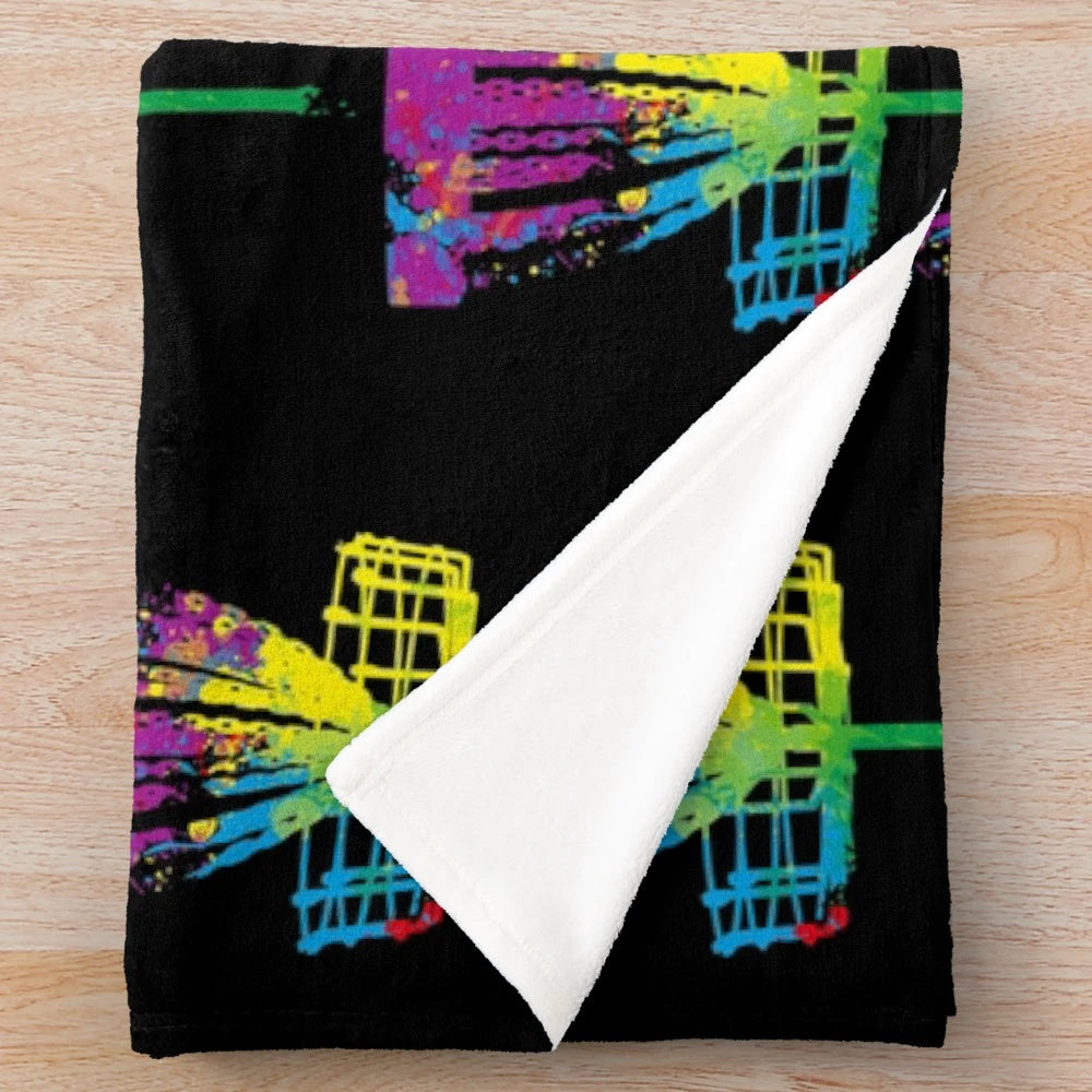 Plush disc golf blanket with disc golf design