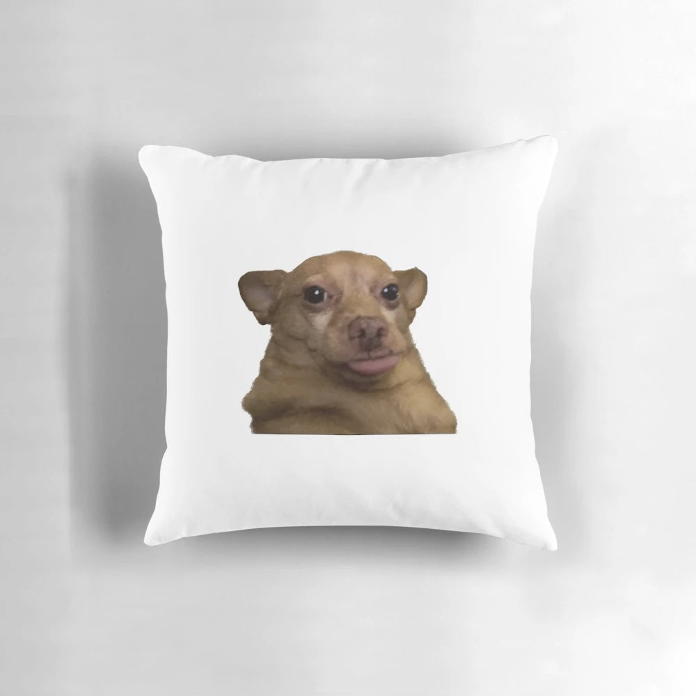 Soft, plush dog pillow with a cute dog design