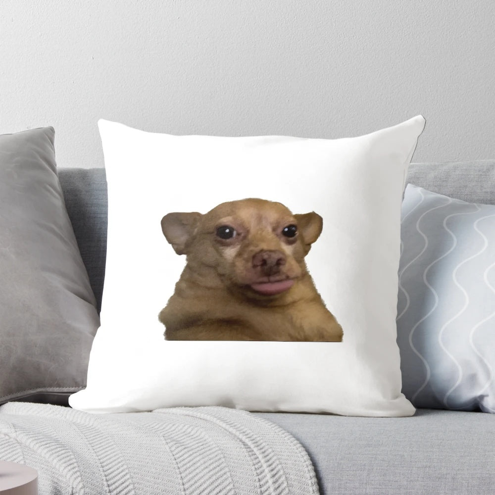 Soft, plush dog pillow with a cute dog design