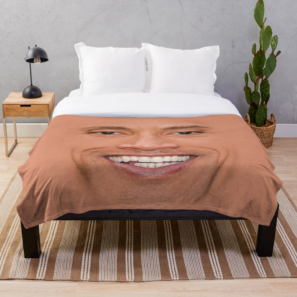 Soft, cozy plush blanket featuring Dwayne "The Rock" Johnson