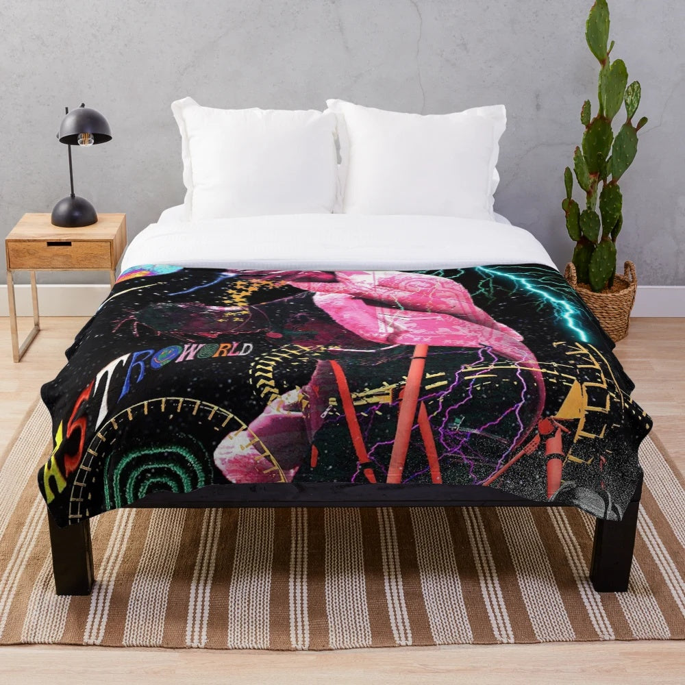 Soft and cozy plush blanket featuring Astroworld-inspired design
