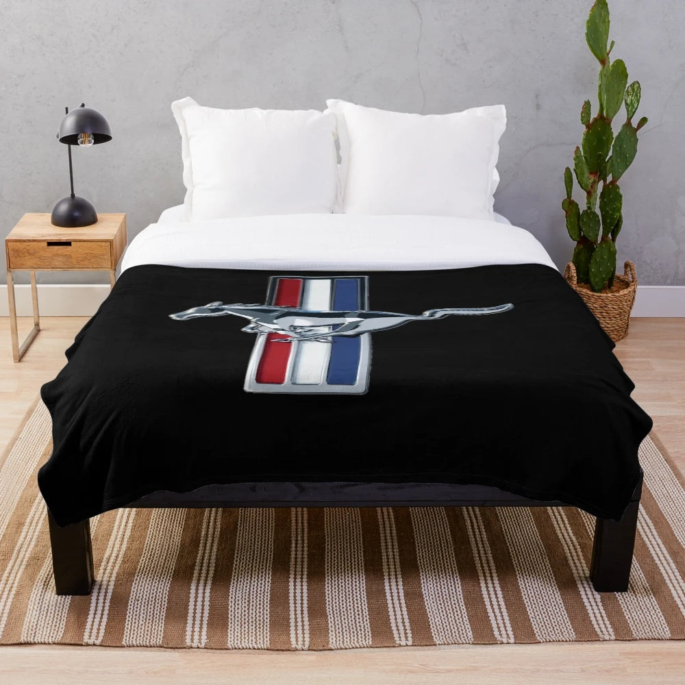 Ford Mustang logo plush blanket