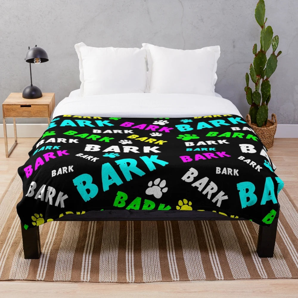 Plush furry blanket with dog design