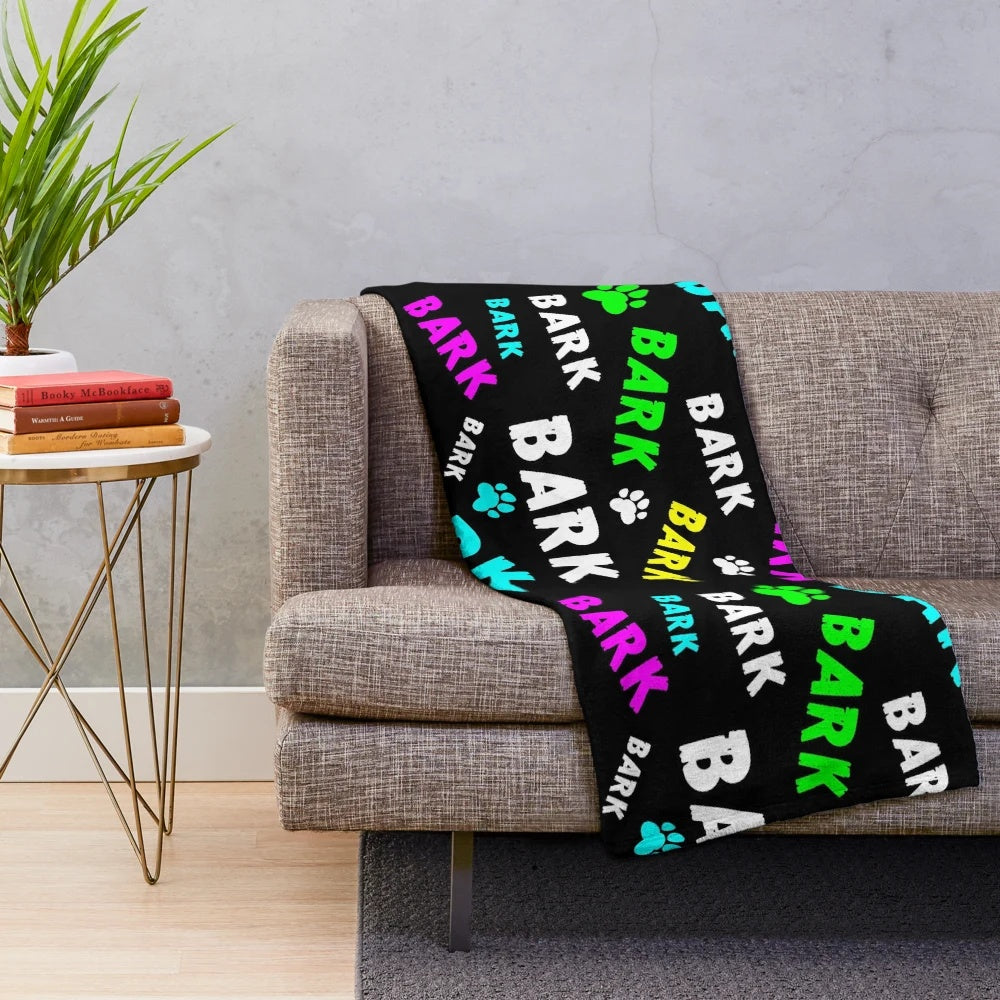 Plush furry blanket with dog design