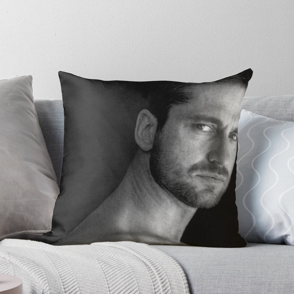 Soft and cozy pillow featuring the handsome and talented actor Gerard Butler