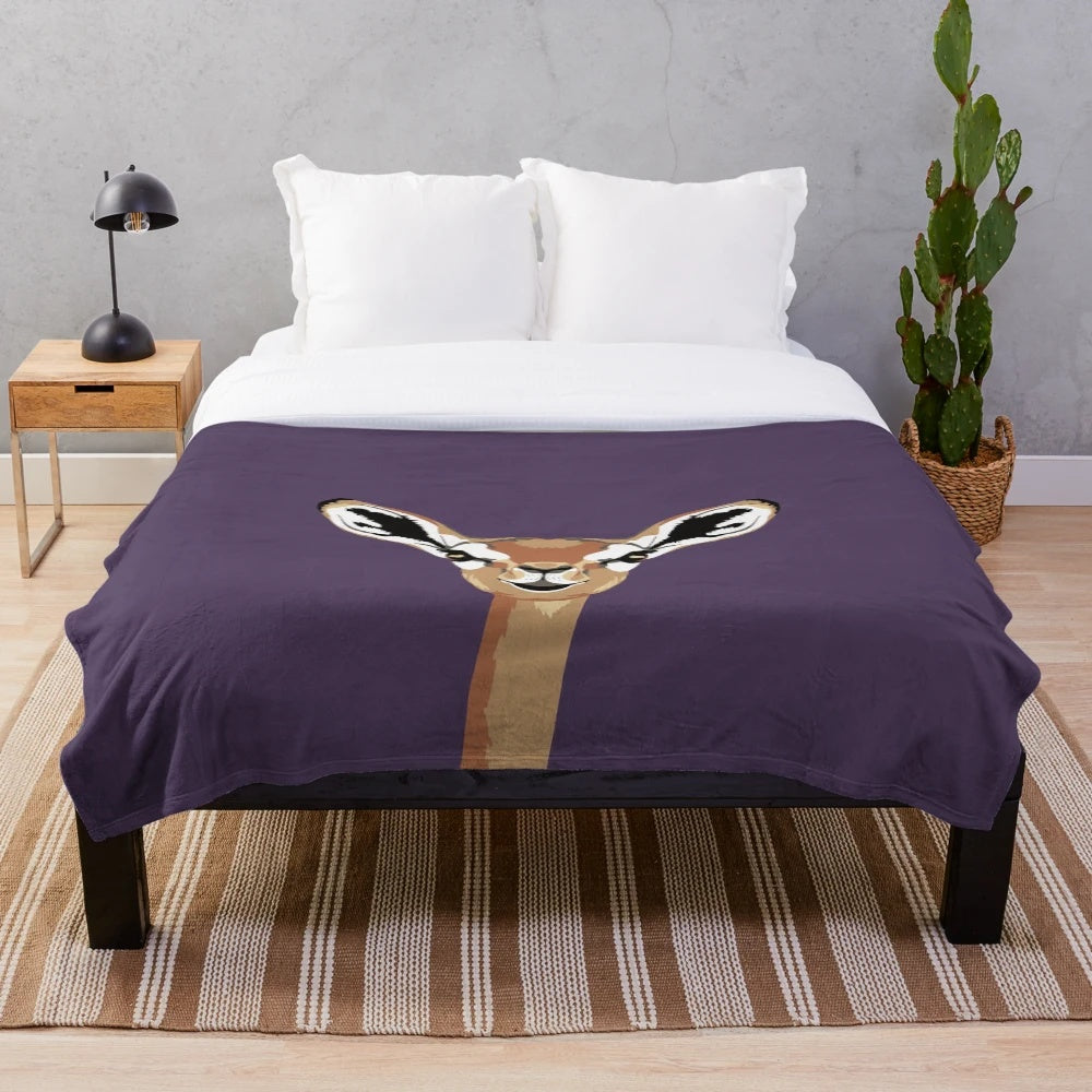 Gerenuk antelope face plush blanket