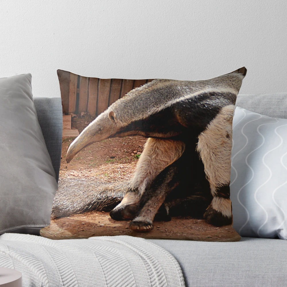 Fluffy, realistic-looking giant anteater pillow for cozy home decor
