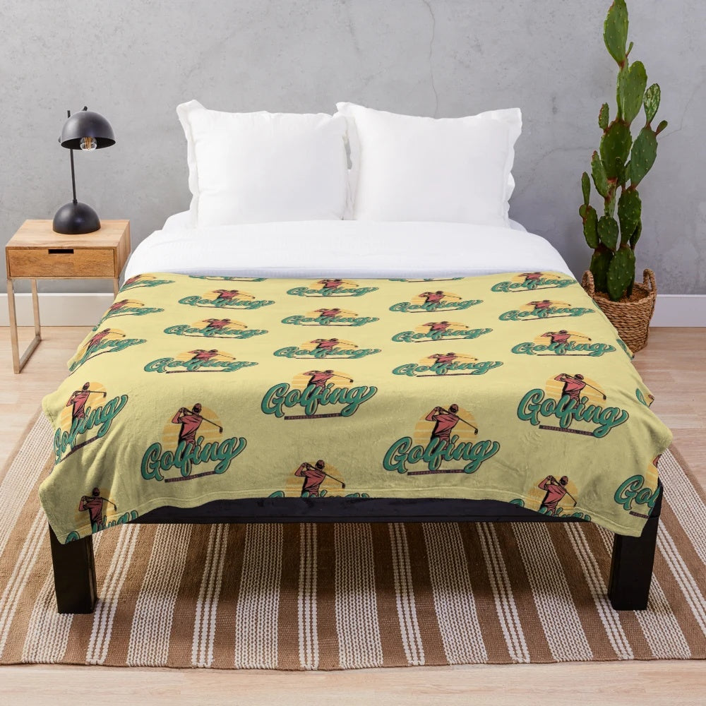 Soft and cozy plush blanket with golfing design