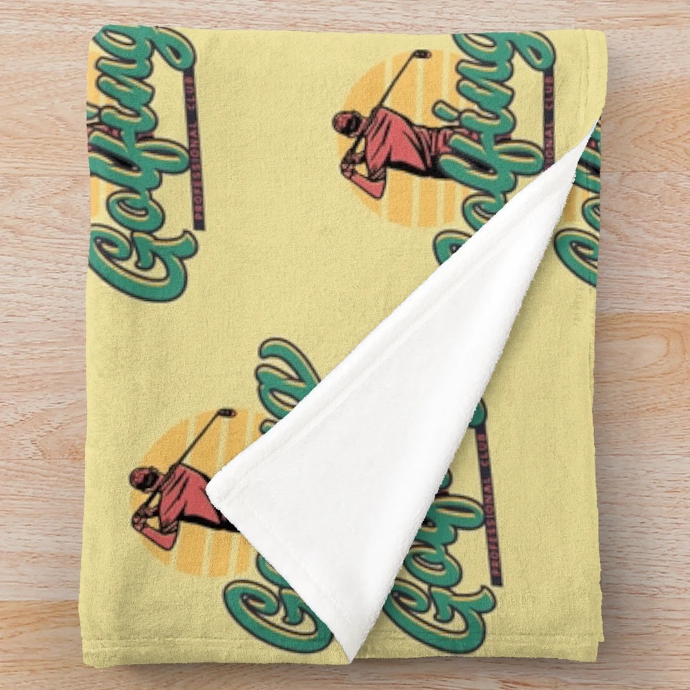 Soft and cozy plush blanket with golfing design