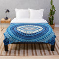 Greek evil eye plush blanket with meander pattern