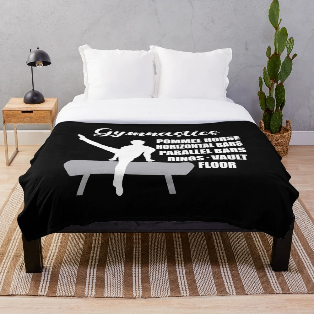 Plush Blanket Featuring Gymnastics Events and Athletes