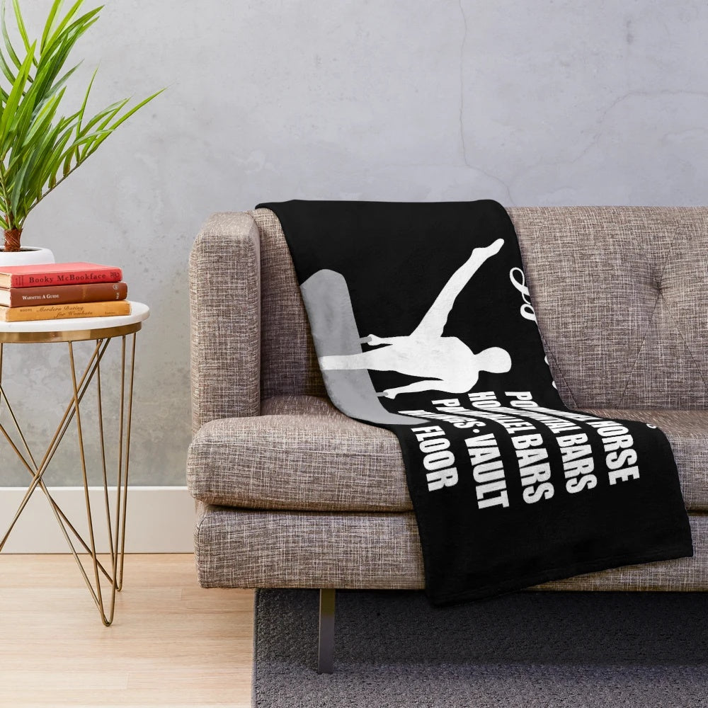 Plush Blanket Featuring Gymnastics Events and Athletes