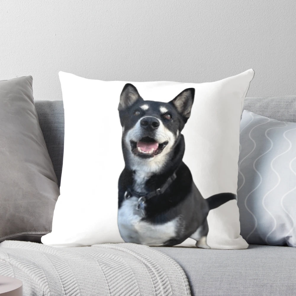 Soft and cuddly plush dog pillow featuring a husky mix design