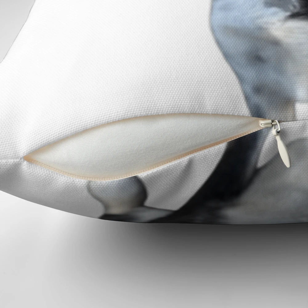 Soft and cuddly plush dog pillow featuring a husky mix design