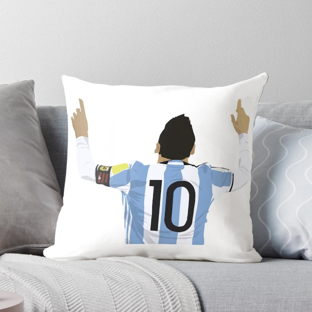 Soft, comfortable pillow featuring the image of legendary Argentine soccer player Lionel Messi