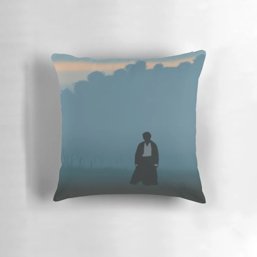 Soft, decorative "Mr. Darcy" pillow inspired by the classic romance novel "Pride and Prejudice" by Jane Austen