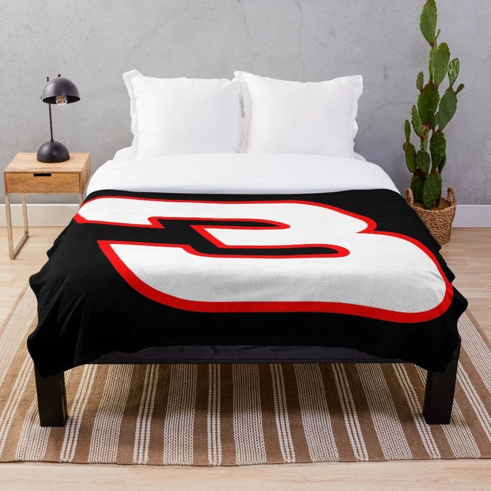 Plush nascar inspired blanket with number 3 design