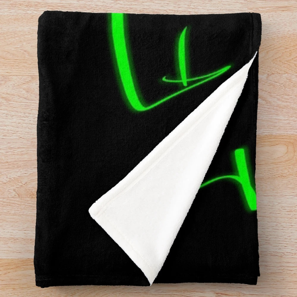 Neon green and black plush blanket with "I'm in Love with My Future" lyrics
