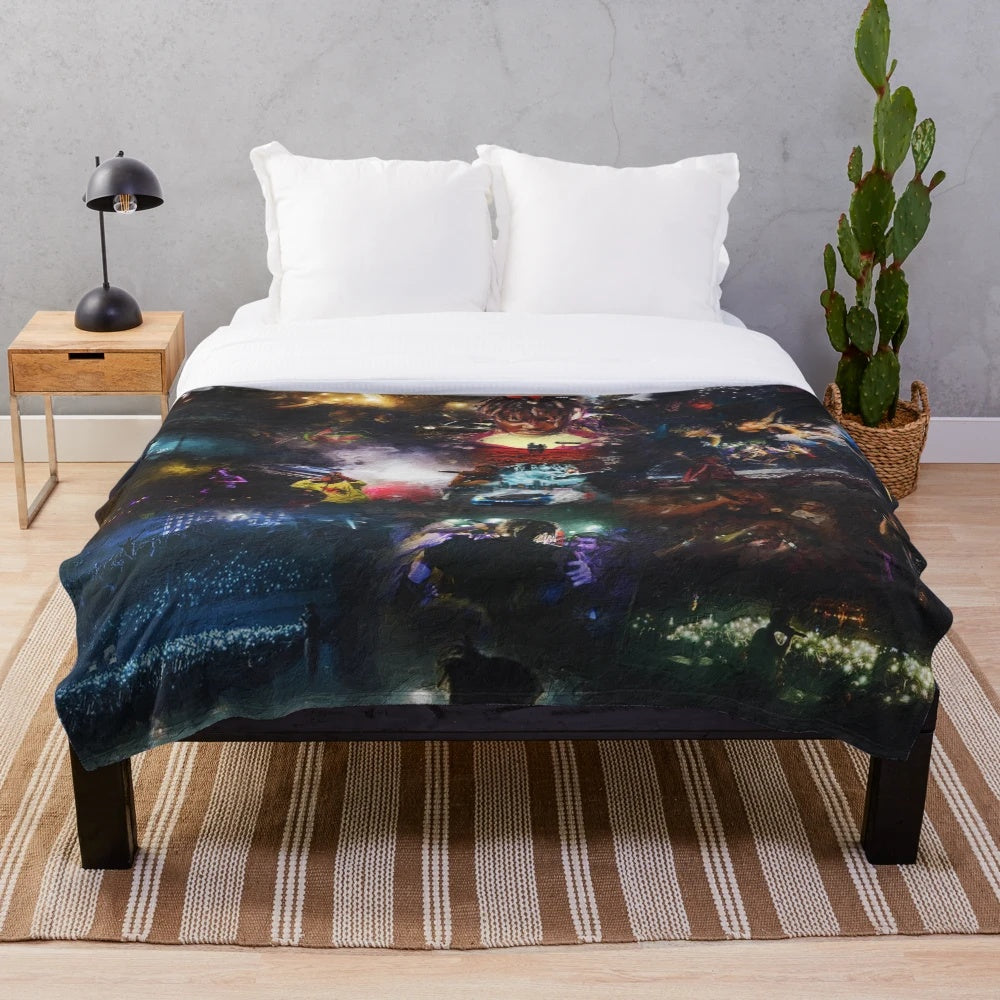 Plush night concert blanket featuring juice wrld inspired design