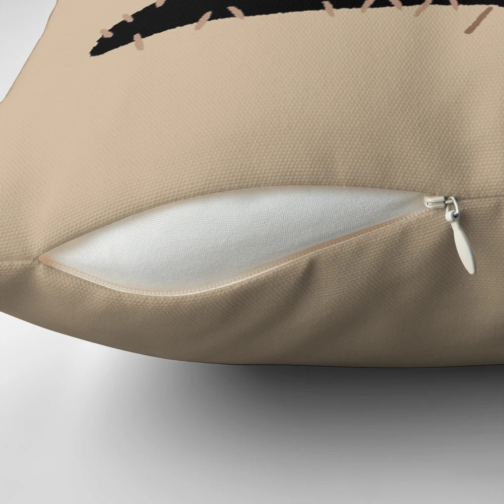 Soft, decorative pillow featuring a pirate flag with a cat skull design, inspired by the TV series "Our Flag Means Death"