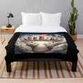 Soft, cozy plush pet memorial blanket featuring rainbow and pets