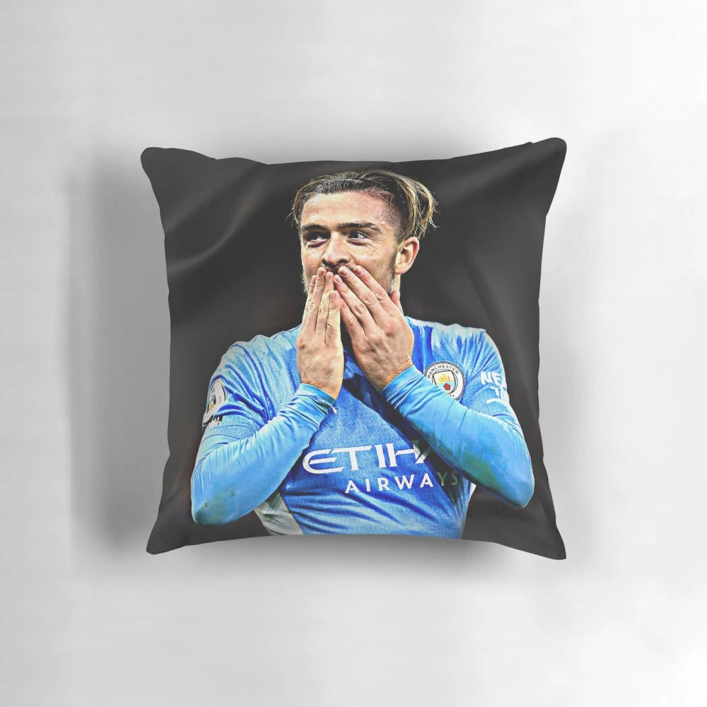Soft and cozy pillow with image of English football player Jack Grealish