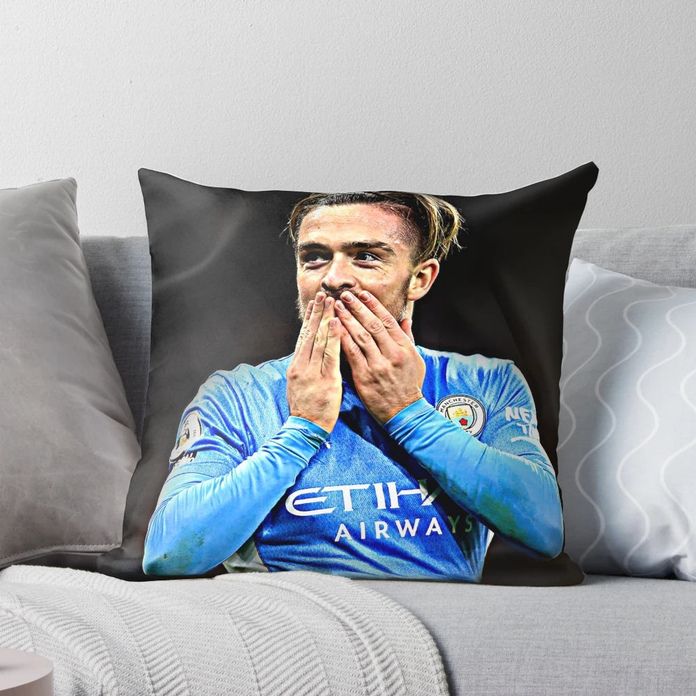 Soft and cozy pillow with image of English football player Jack Grealish