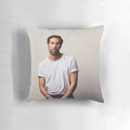 Soft pillow featuring a portrait of German pop singer Max Giesinger