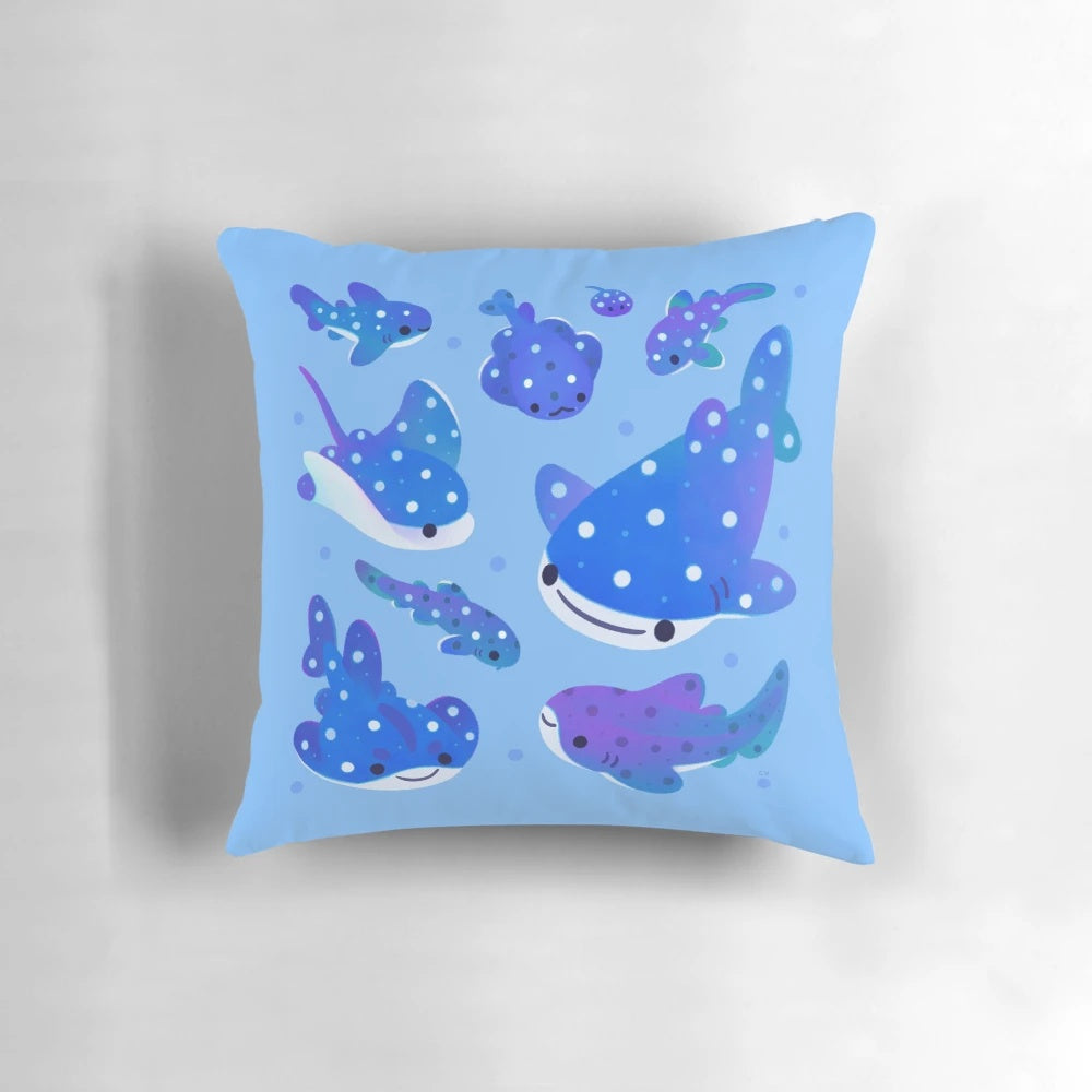 Soft, plush polka dot shark-shaped pillow for comfortable and stylish marine-inspired home decor.