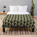 Pop art style plush blanket featuring camera and coffee design