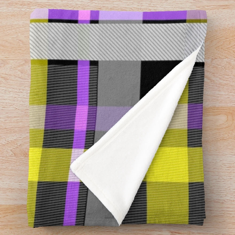 Plush blanket featuring the nonbinary pride flag colors