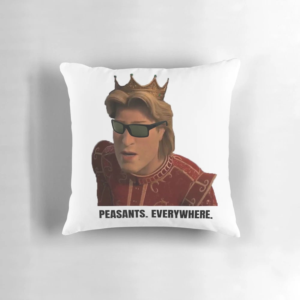 Soft, plush throw pillow featuring the iconic Prince Charming character from the hit Shrek movie.