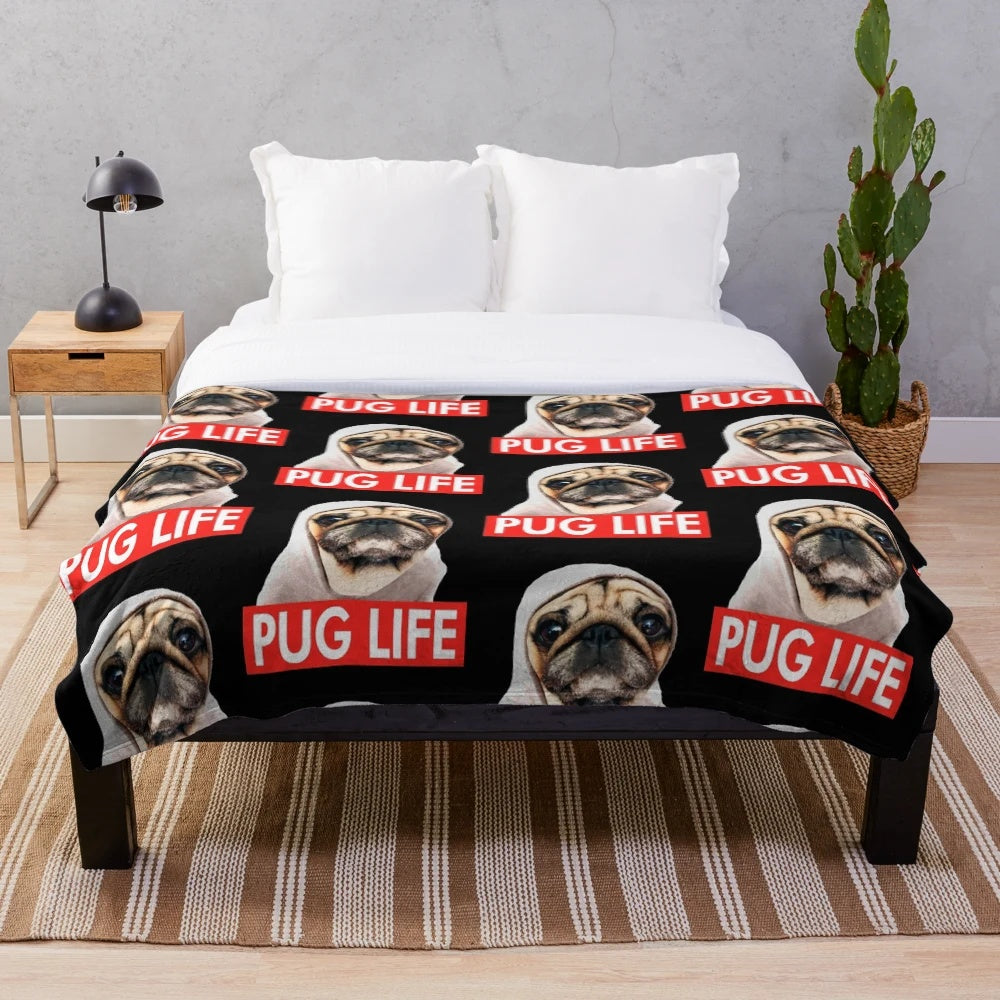 Cozy pug life plush blanket for pet and animal lovers