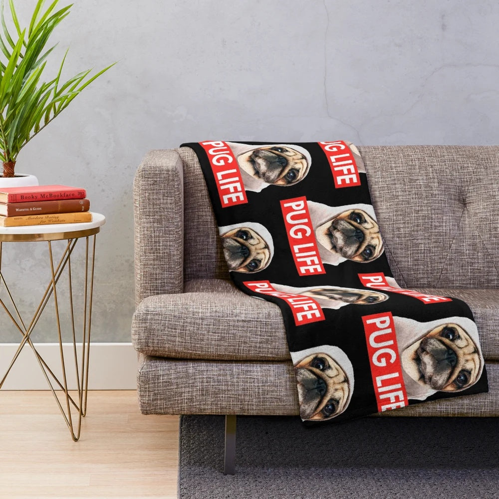 Cozy pug life plush blanket for pet and animal lovers