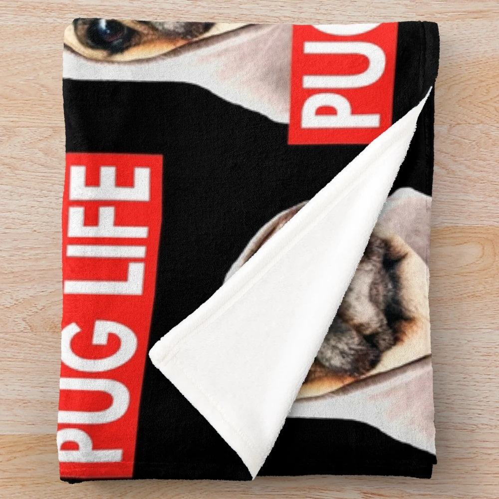 Cozy pug life plush blanket for pet and animal lovers