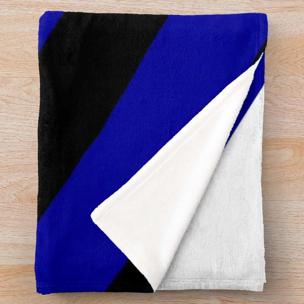 Plush puppy play pride flag blanket in blue, black, red, and white with bone design