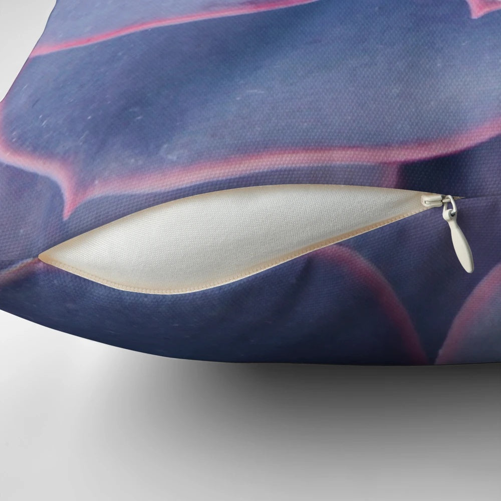 Purple pearl pillow with succulent and floral design, perfect for nature-themed home decor